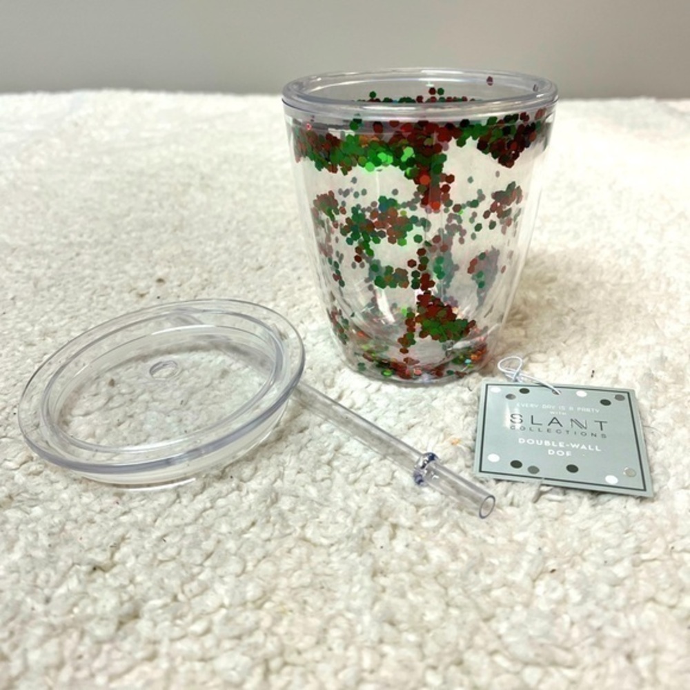 Slant “Red & Green Confetti” Double Wall Beverage Cup
